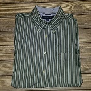 Tommy Hilfiger green striped button down shirt